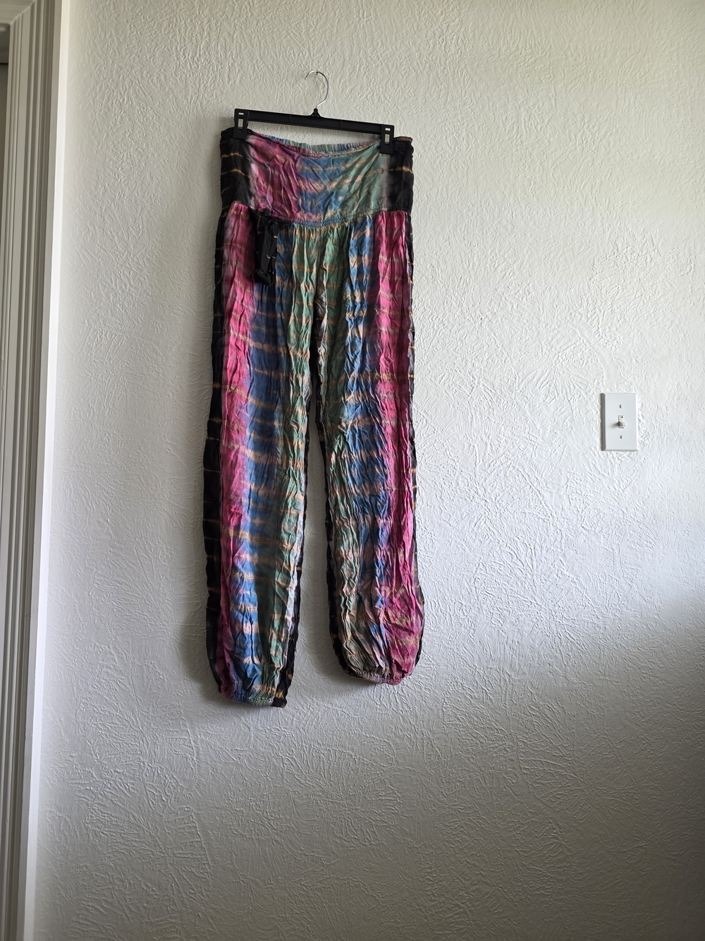 Boho Festival Ready EARTHBOUND Tie-Dye Pants in Blue, Green & Pink